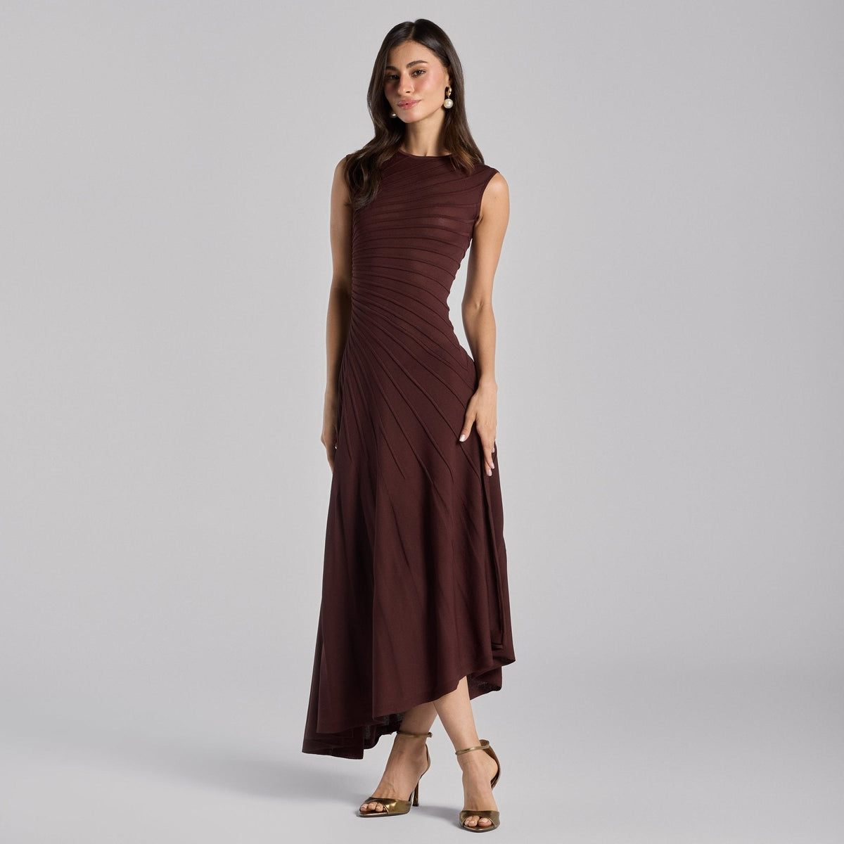 Asymmetric Knit Midi Dress - shopaleena