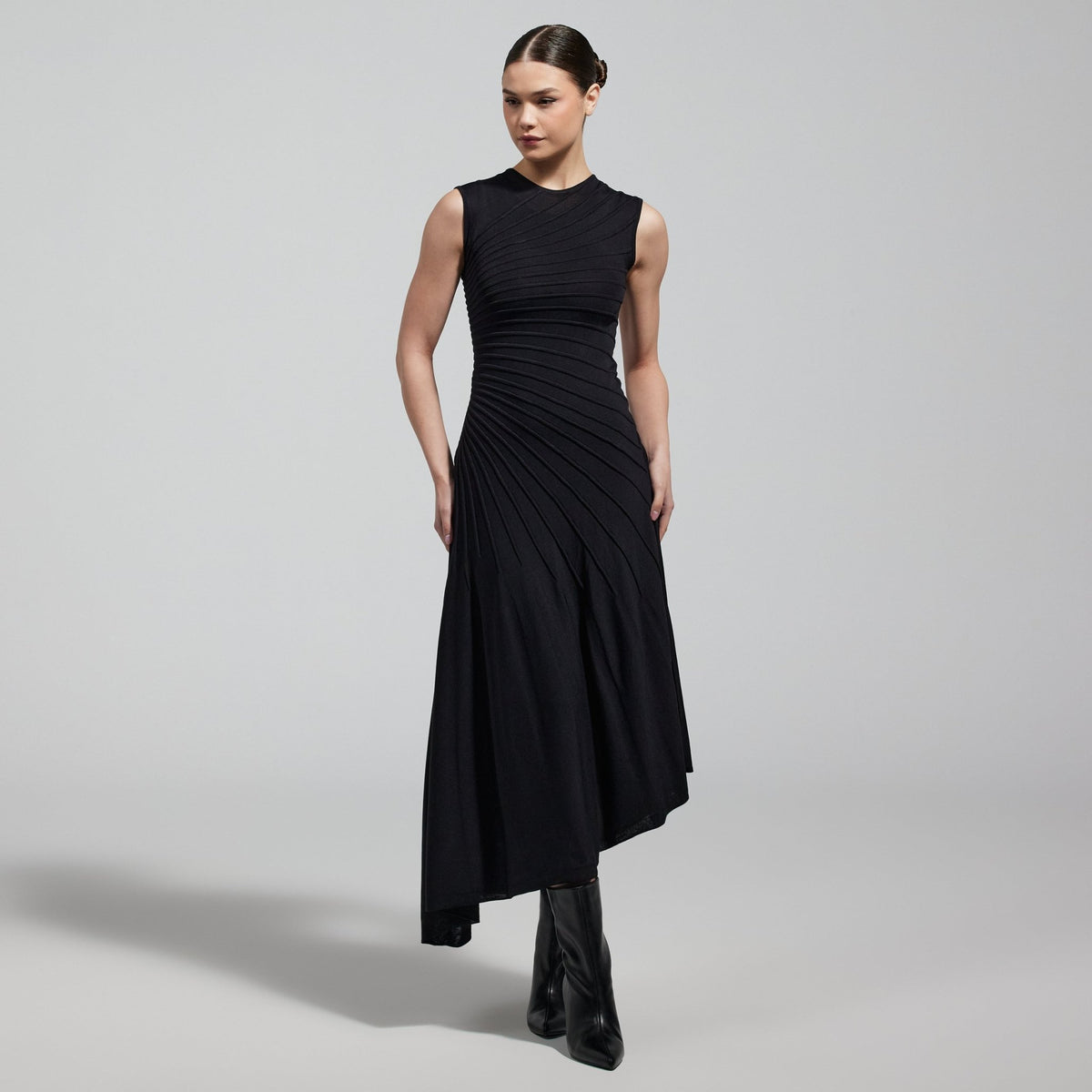 Asymmetric Knit Midi Dress - shopaleena