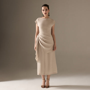 Asymmetric Neck Sleeveless Midi Dress - shopaleena