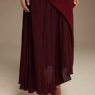Asymmetric Neckline Midi Dress with Pleats - shopaleena