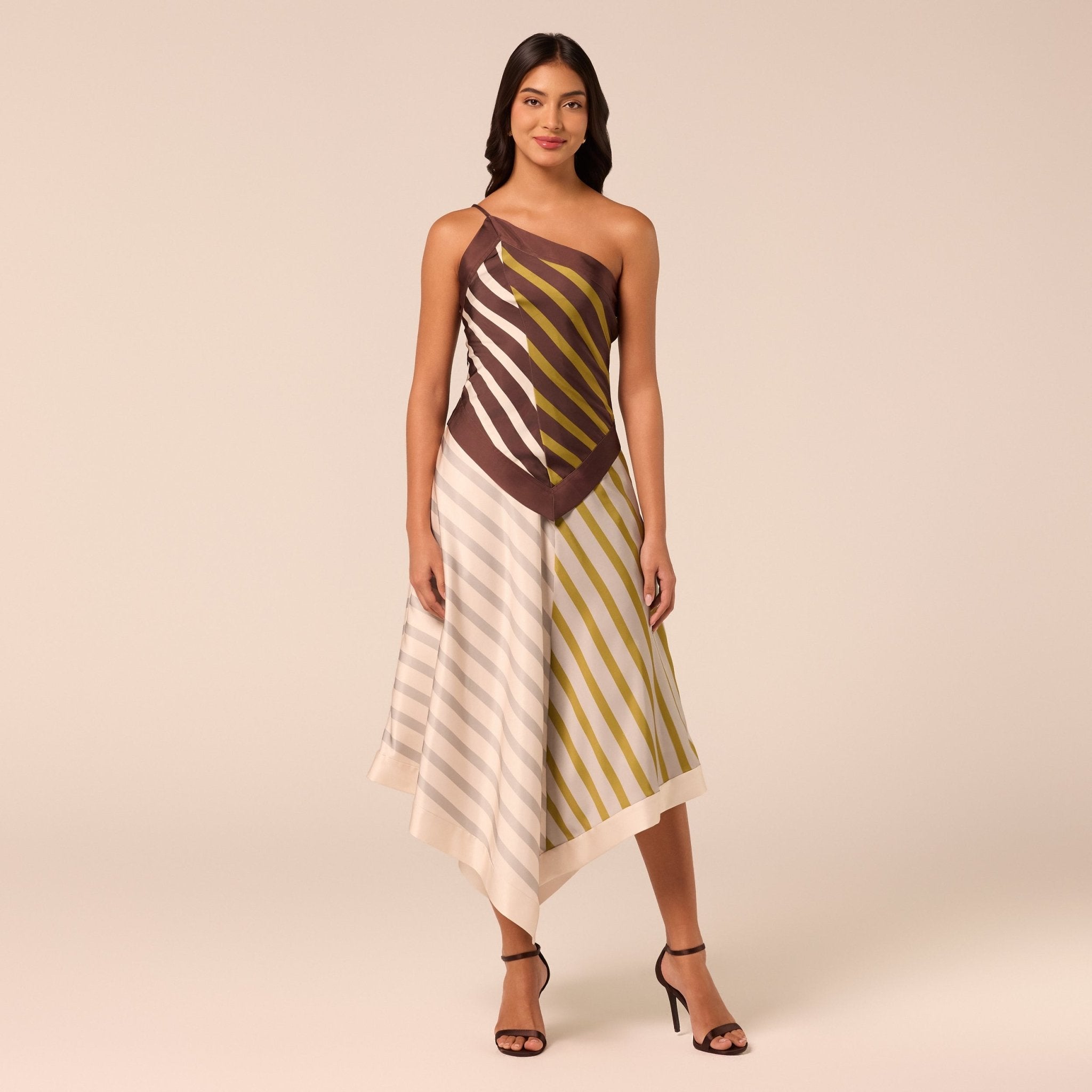 Asymmetric Satin Midi Skirt - shopaleena