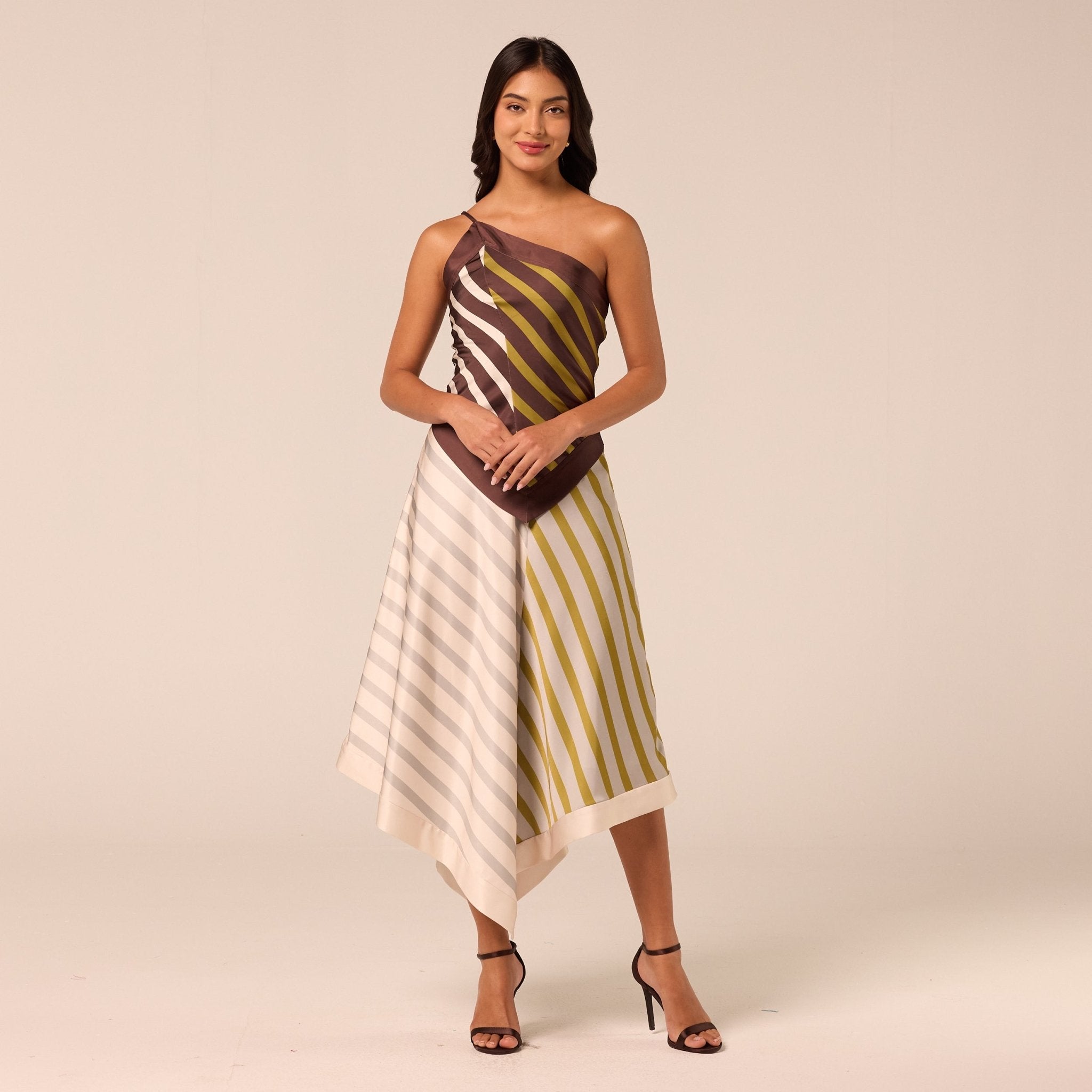 Asymmetric Satin Midi Skirt - shopaleena