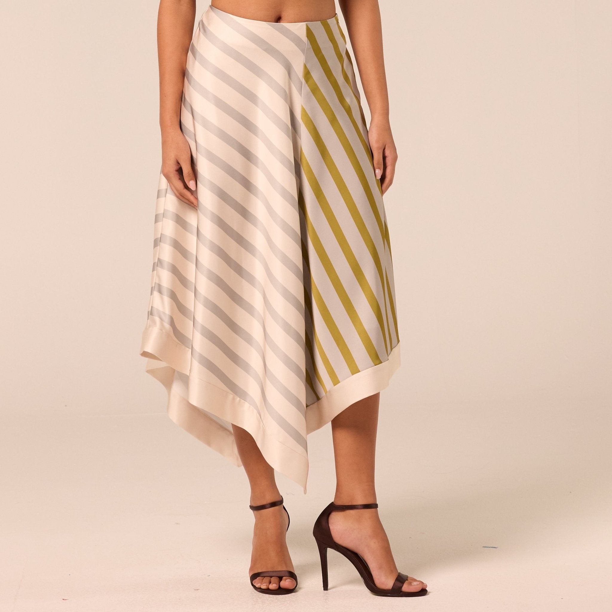 Asymmetric Satin Midi Skirt - shopaleena
