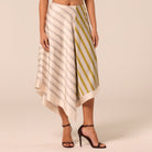 Asymmetric Satin Midi Skirt - shopaleena