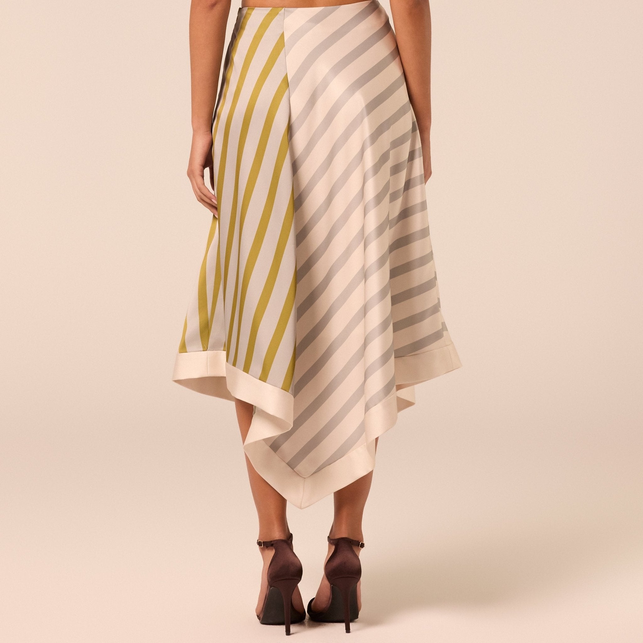 Asymmetric Satin Midi Skirt - shopaleena