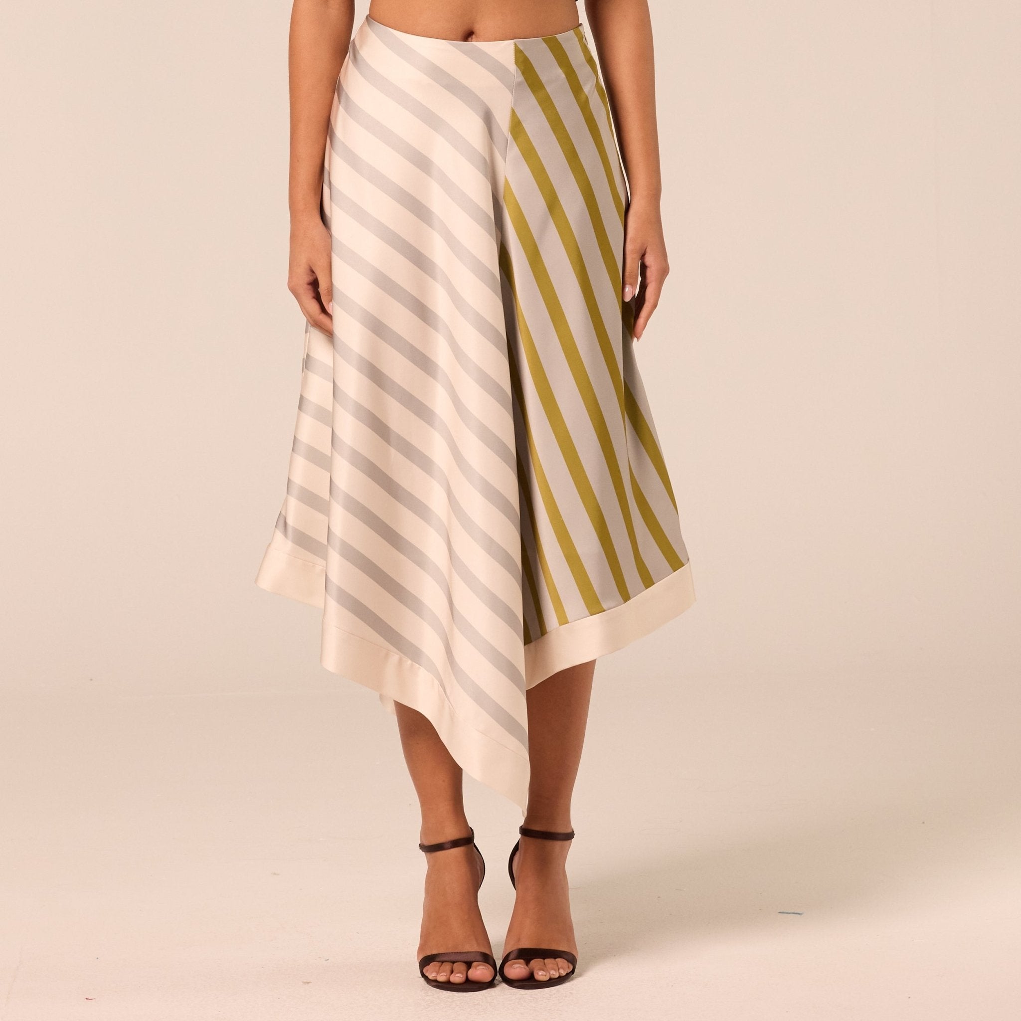 Asymmetric Satin Midi Skirt - shopaleena