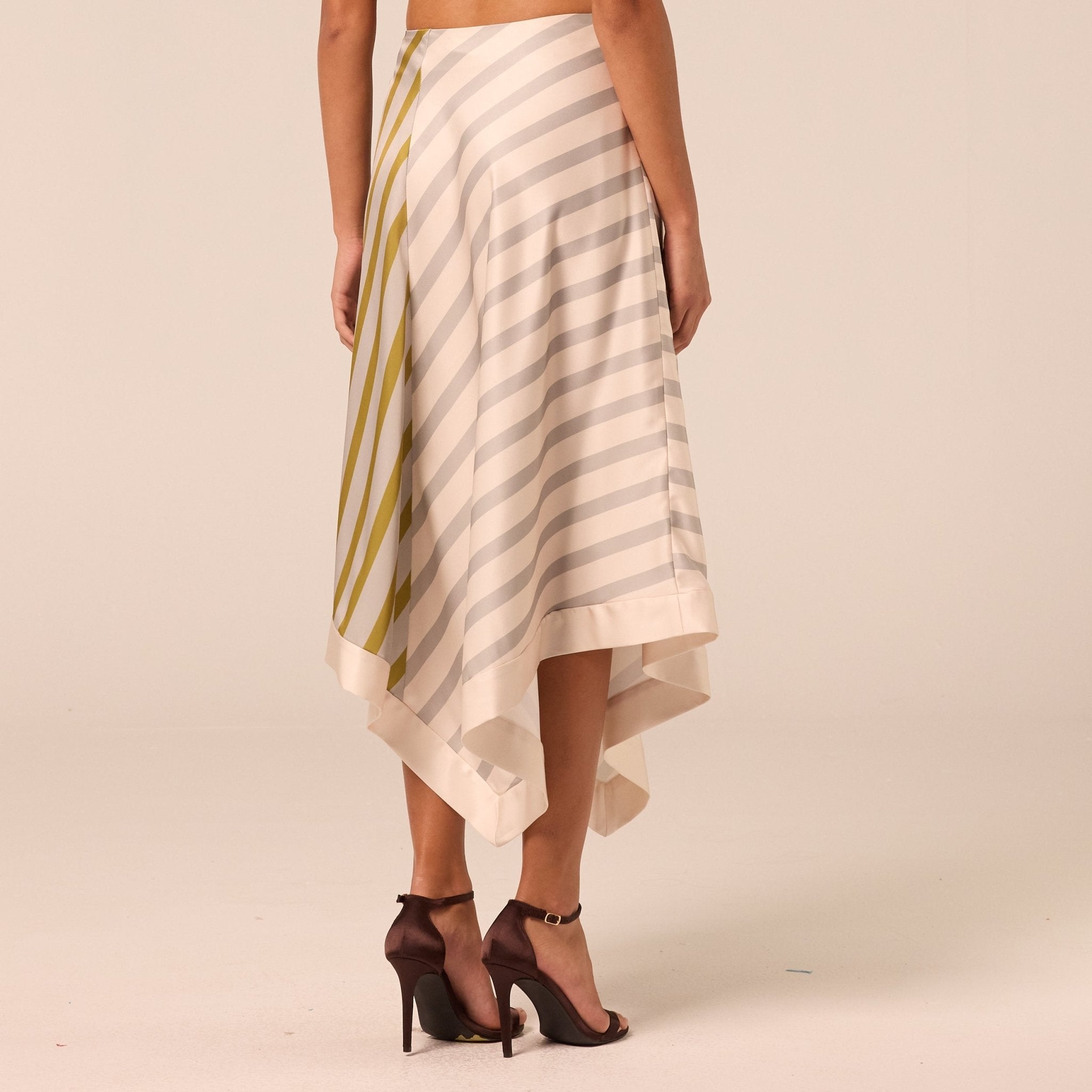 Asymmetric Satin Midi Skirt - shopaleena