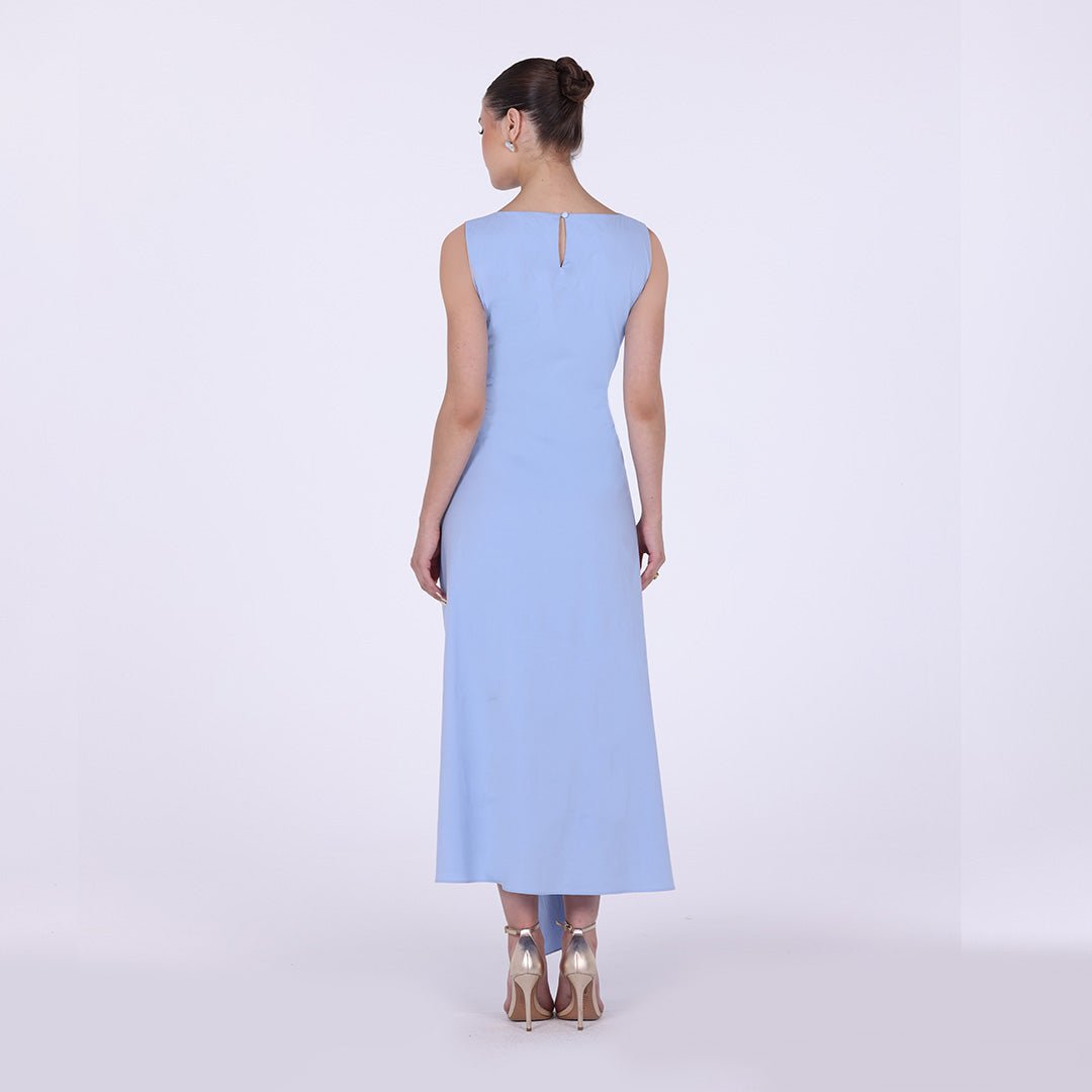 Asymmetric Twisted Cotton Midi Dress - shopaleena
