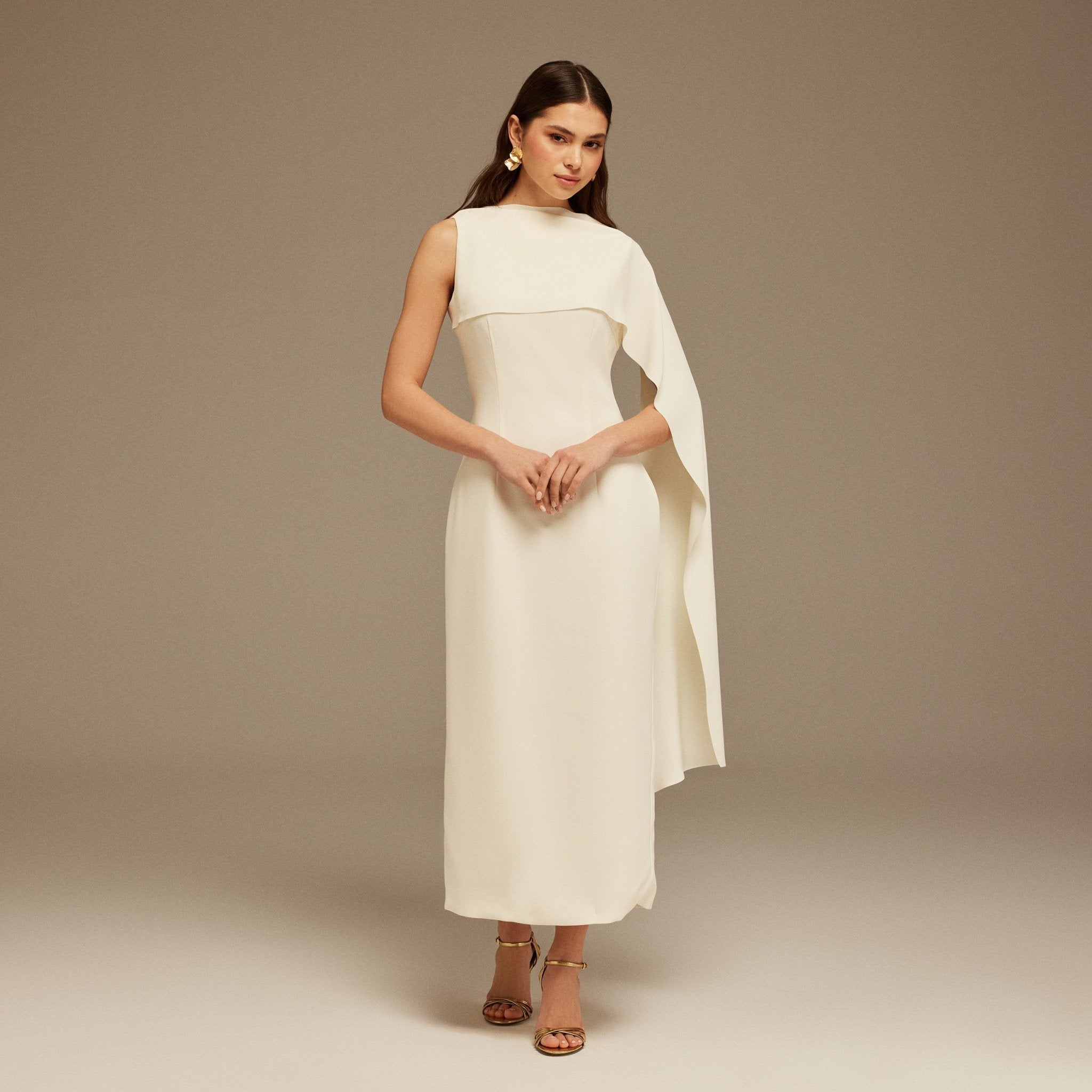 Asymmetrical Back Draped Maxi Dress - shopaleena