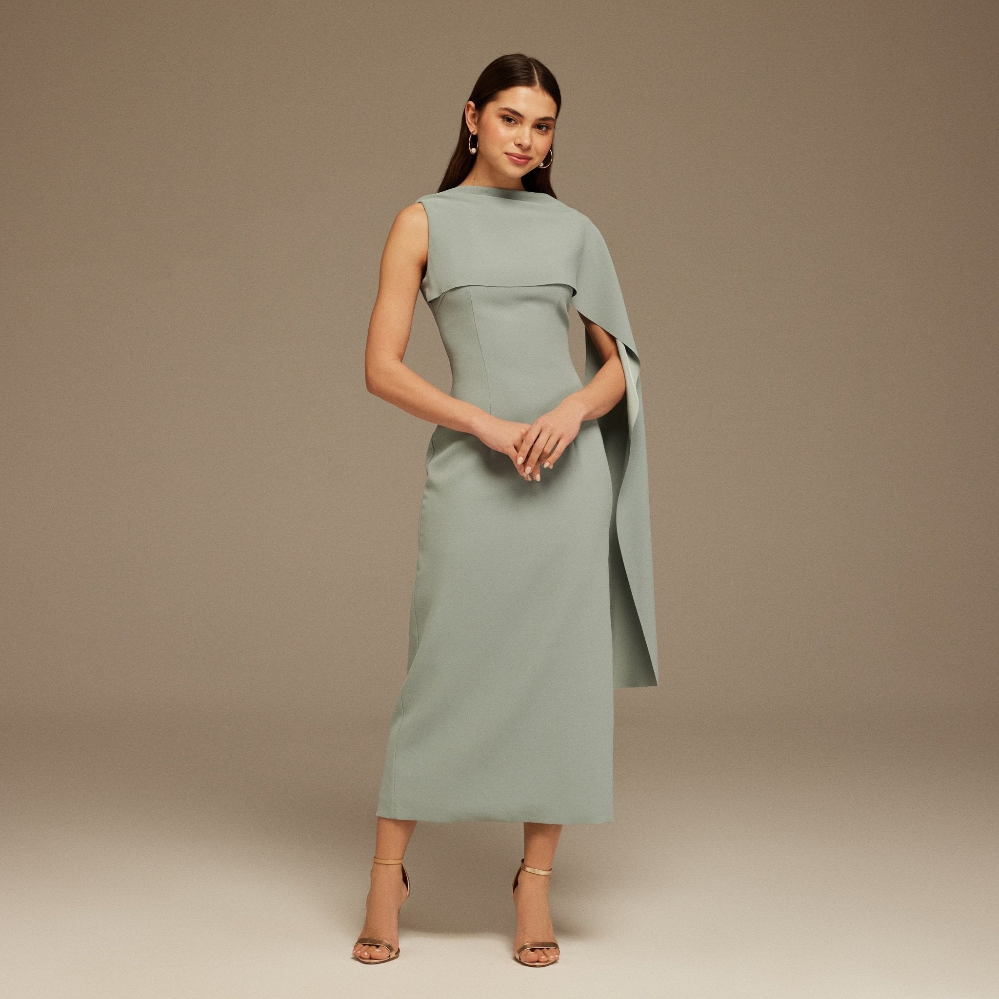 Asymmetrical Back Draped Maxi Dress - shopaleena