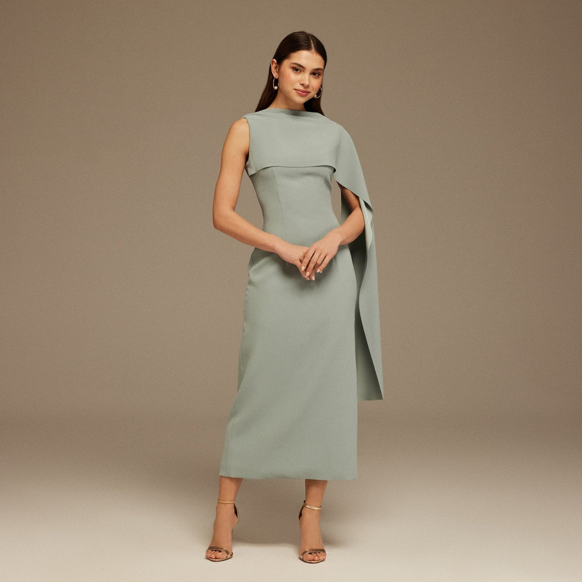 Asymmetrical Back Draped Maxi Dress - shopaleena