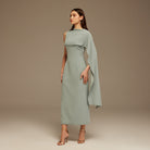 Asymmetrical Back Draped Maxi Dress - shopaleena