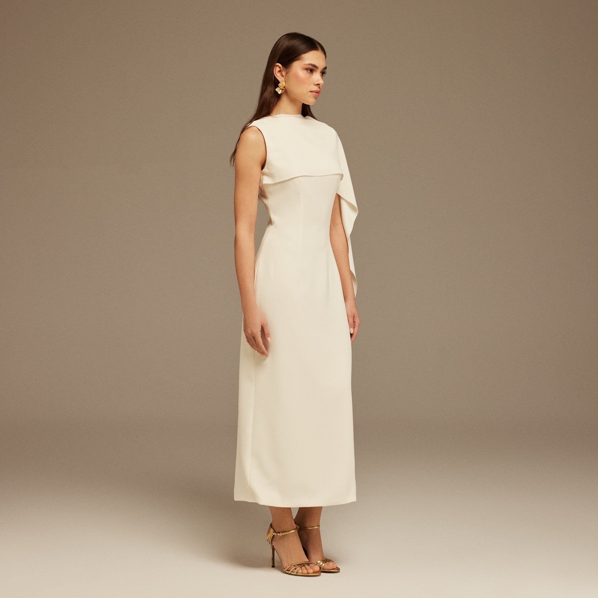 Asymmetrical Back Draped Maxi Dress - shopaleena