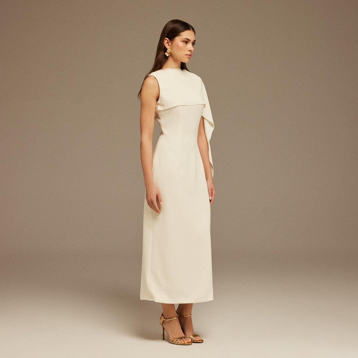 Asymmetrical Back Draped Maxi Dress - shopaleena
