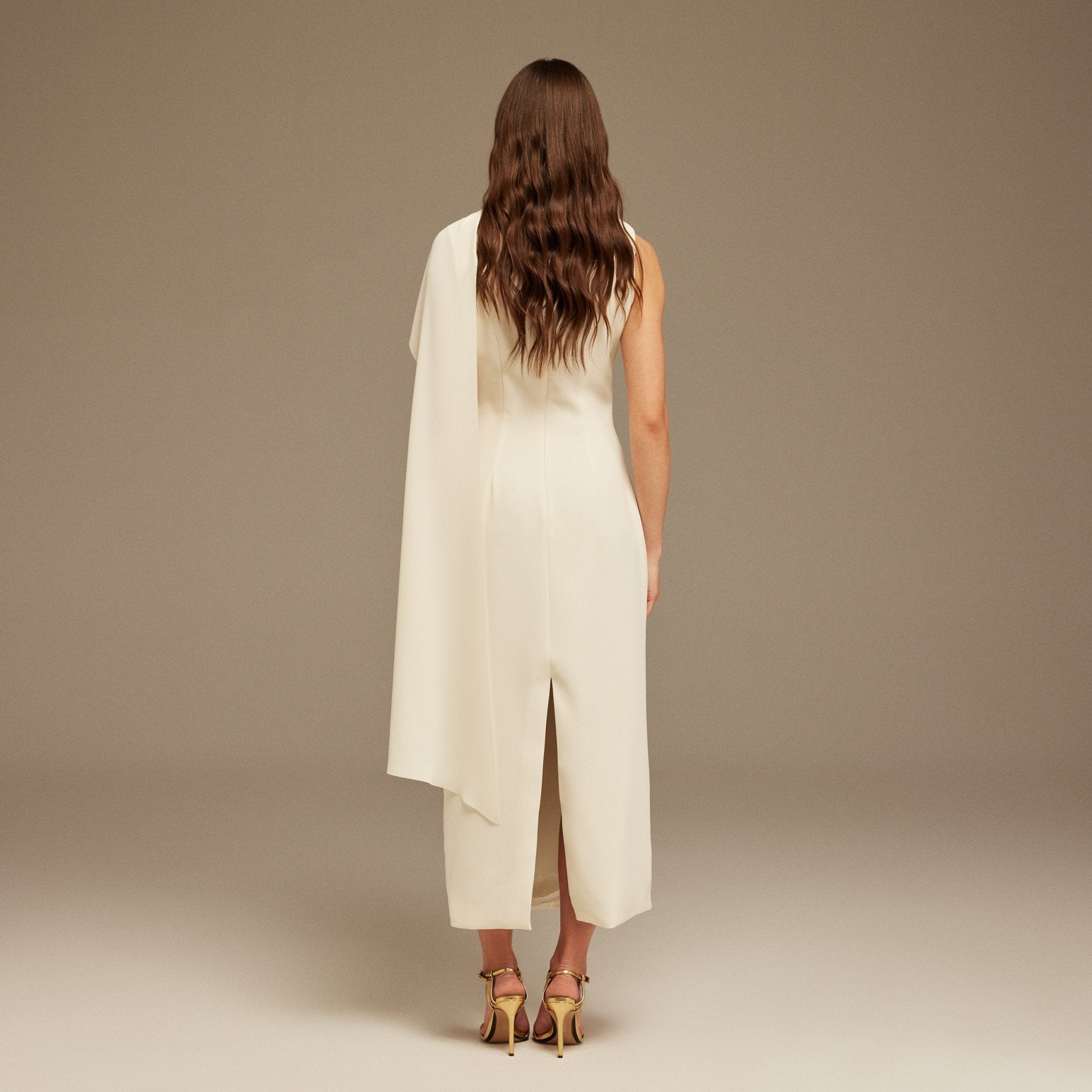 Asymmetrical Back Draped Maxi Dress - shopaleena