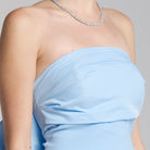 Baby Blue Crepe and Taffeta Strapless Bow Gown - shopaleena