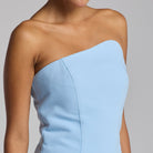 Baby Blue Crepe & Chiffon Dress with Pleated Skirt - shopaleena