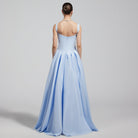 Baby Blue Taffeta Straight Gown with Back Overlay - shopaleena