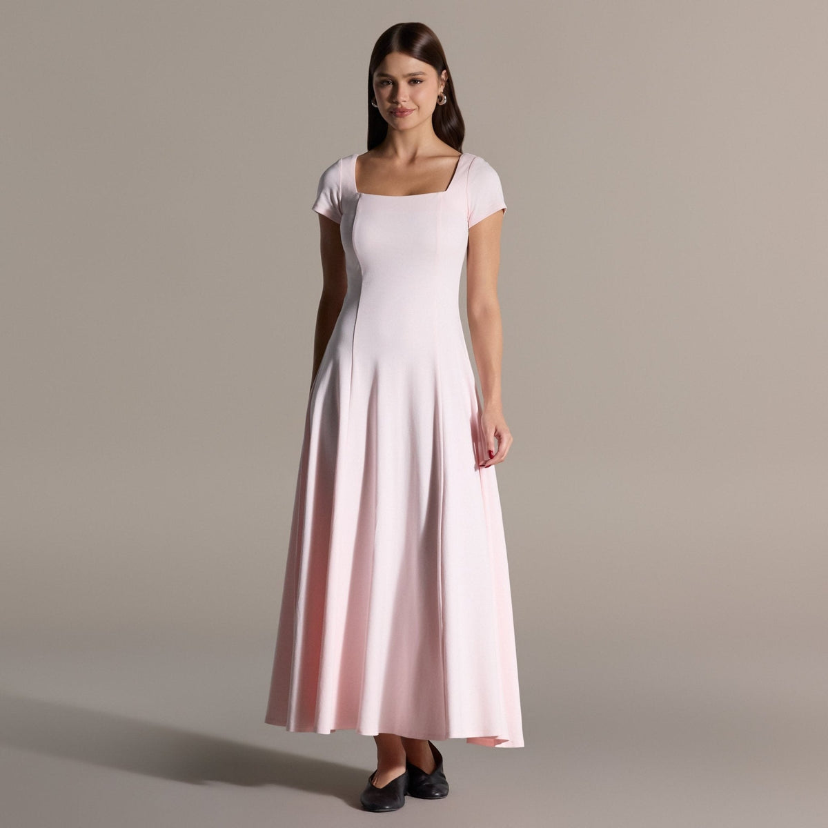 Baby Pink Cotton Under Abaya Dress - shopaleena