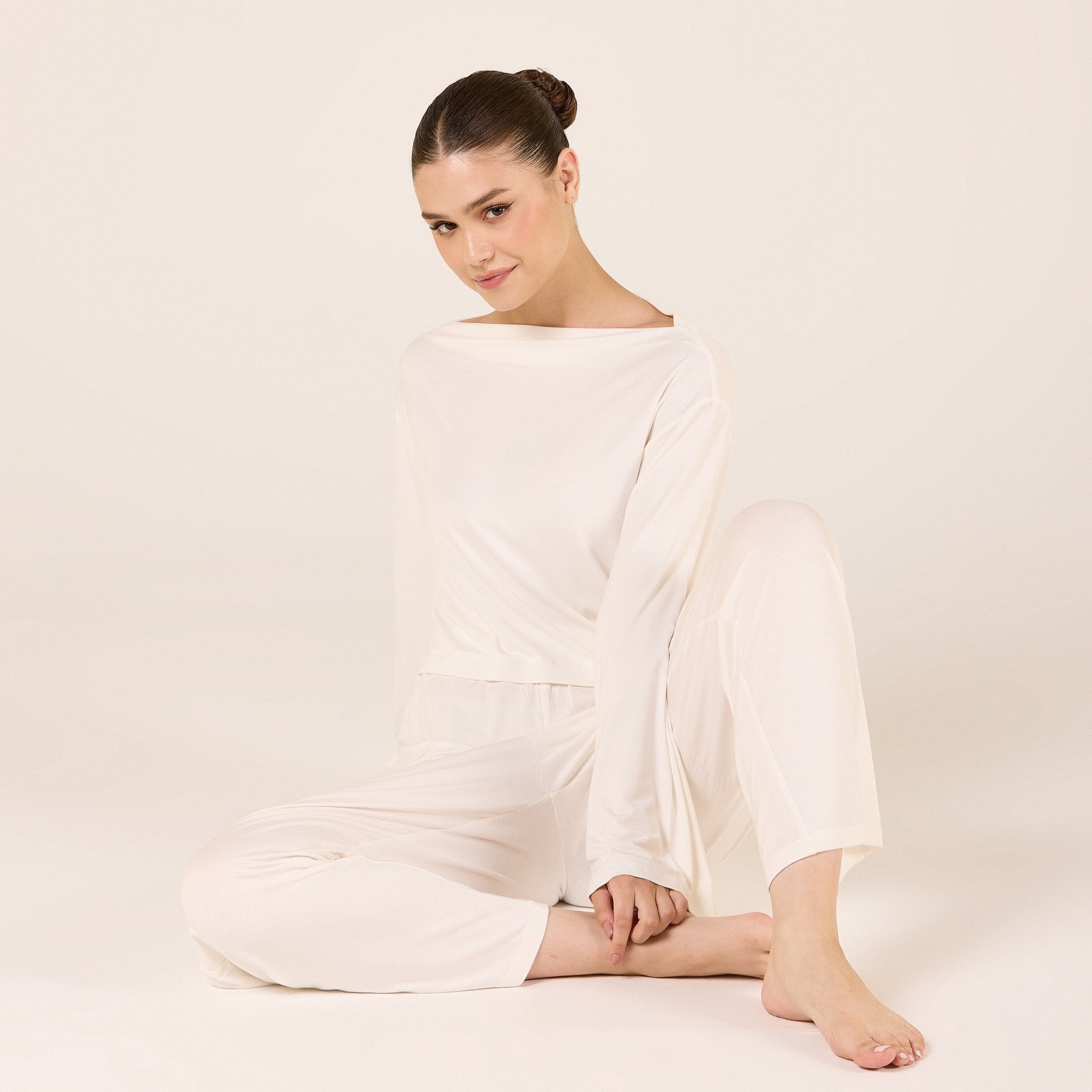 Bamboo Wide Leg Elastic Waist Pants - shopaleena