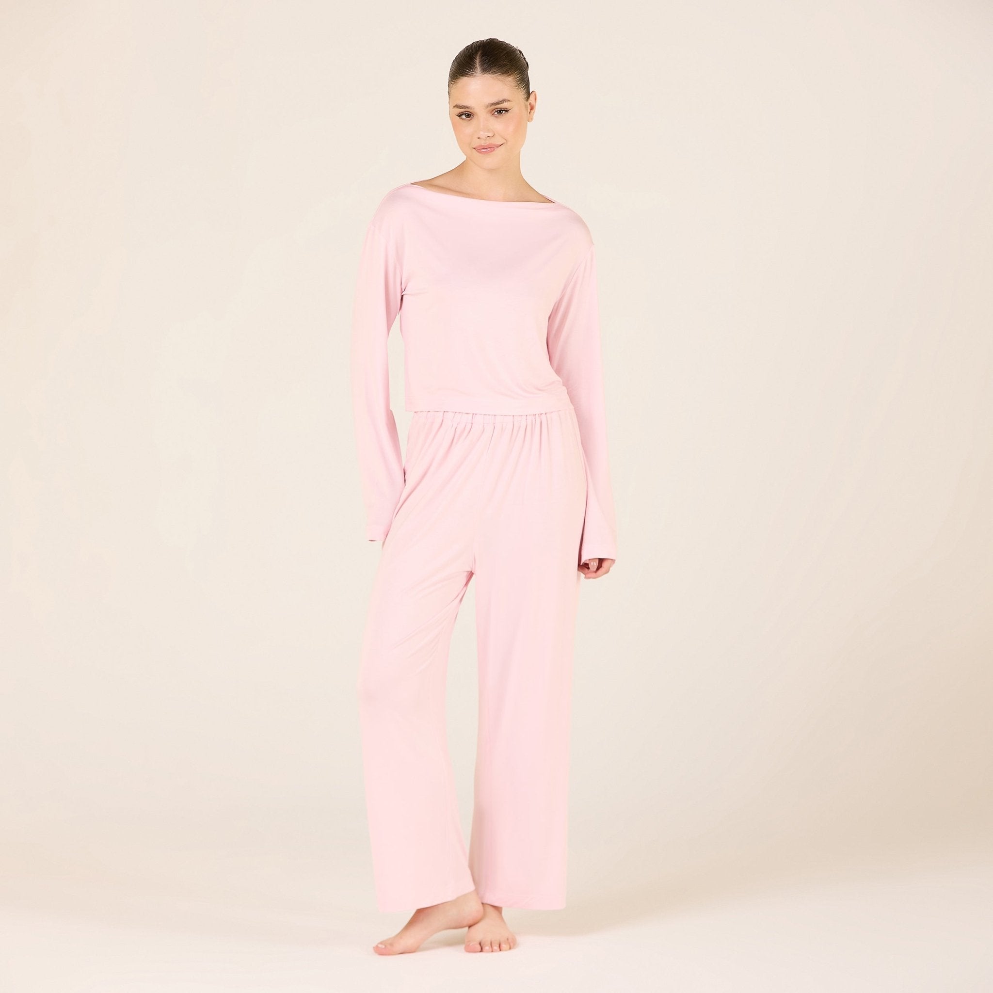 Bamboo Wide Leg Elastic Waist Pants - shopaleena