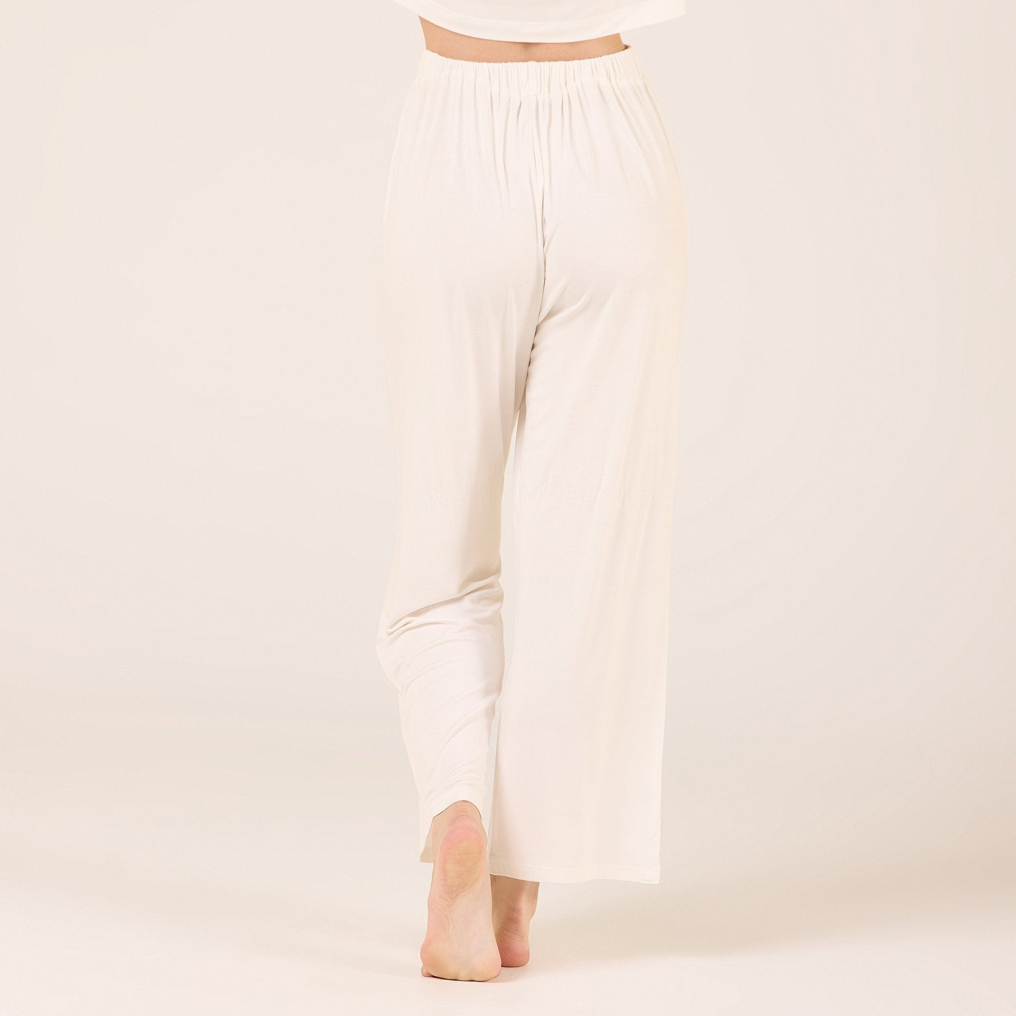 Bamboo Wide Leg Elastic Waist Pants - shopaleena