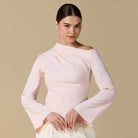 Bare shoulder Crepe Blouse - shopaleena