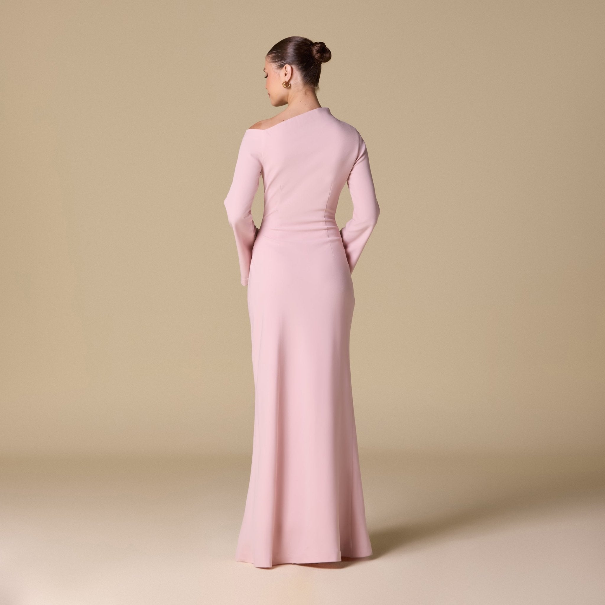 Bare shoulder Crepe maxi dress - shopaleena