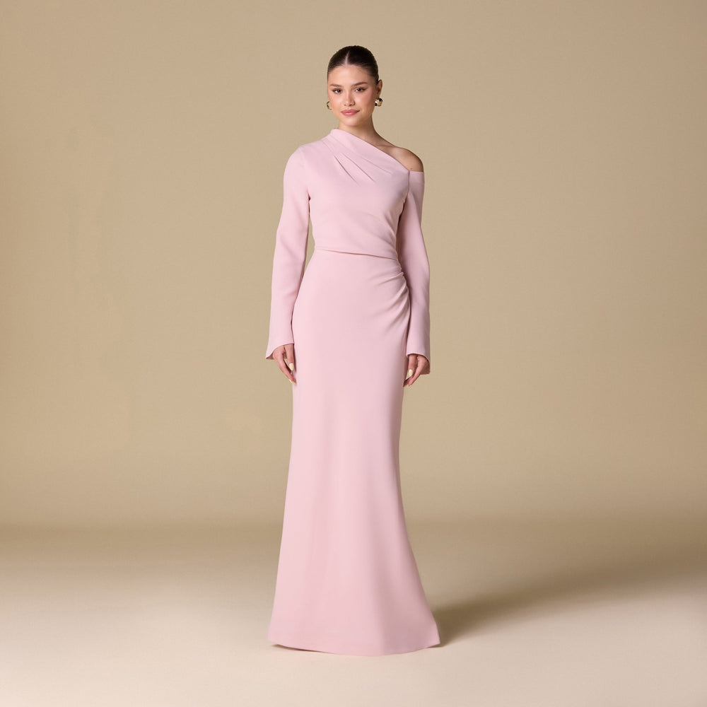 Bare shoulder Crepe maxi dress - shopaleena