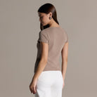Beige Boat Neck Fitted Top - shopaleena