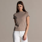 Beige Boat Neck Fitted Top - shopaleena