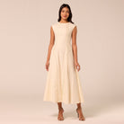 Beige Cap Sleeve Cutwork Maxi Dress - shopaleena