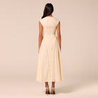 Beige Cap Sleeve Cutwork Maxi Dress - shopaleena