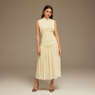 Beige Chiffon Maxi Dress - shopaleena