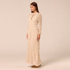 Beige Long Sleeve Knit Maxi Dress - shopaleena