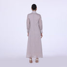 Beige Long Sleeve With Neck Bow Dress - shopaleena