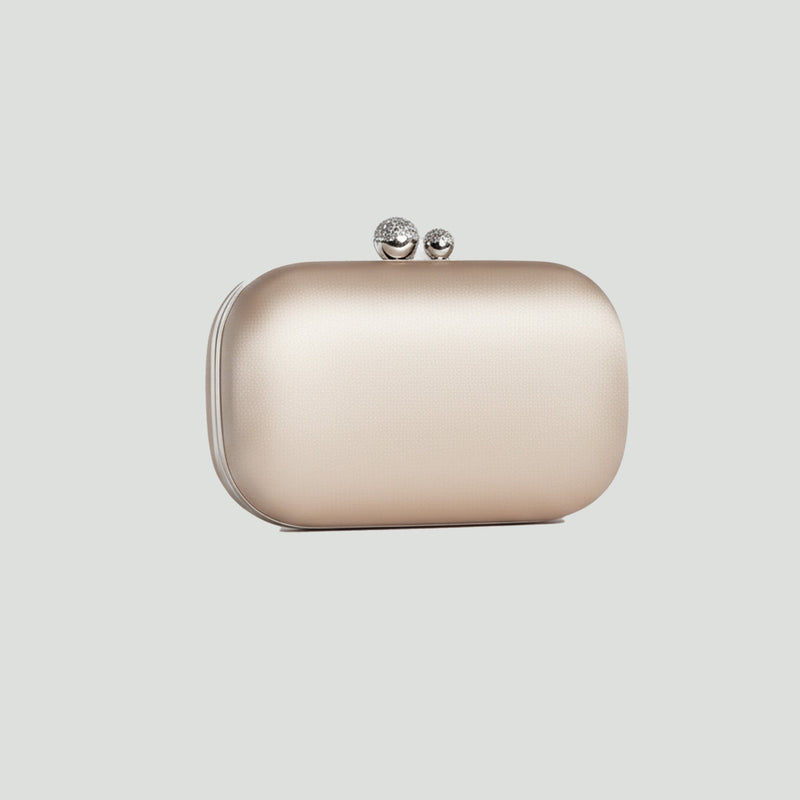 Beige Oval Satin Clutch