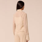 Beige Ruffle Long Sleeve Blouse - shopaleena