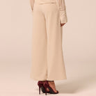 Beige Wide Leg Chiffon Pants - shopaleena