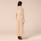 Beige Wide Leg Chiffon Pants - shopaleena