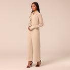 Beige Wide Leg Chiffon Pants - shopaleena