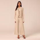 Beige Wide Leg Chiffon Pants - shopaleena