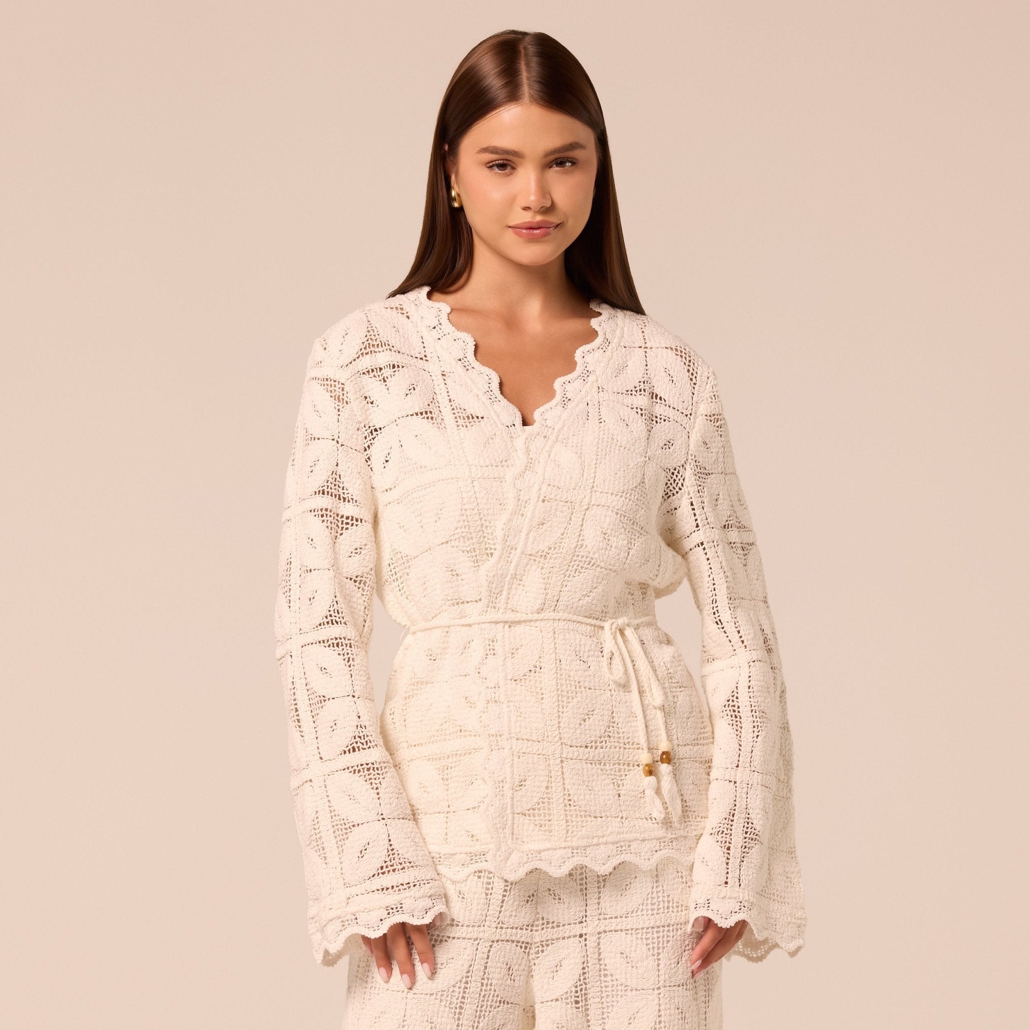 Bell Sleeve Crochet Cardigan - shopaleena