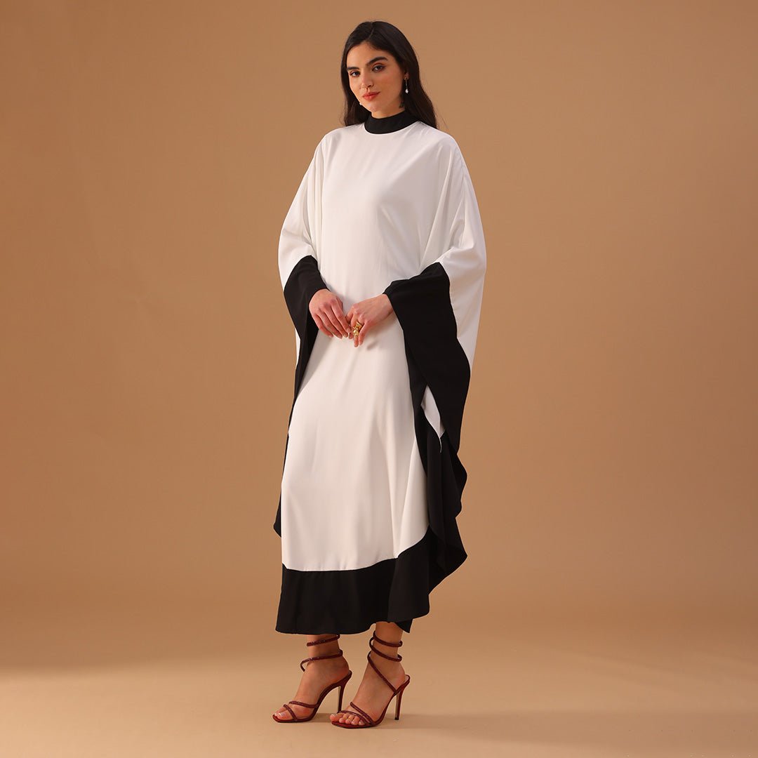 Black and White Flared Kaftan in Black and White - shopaleena