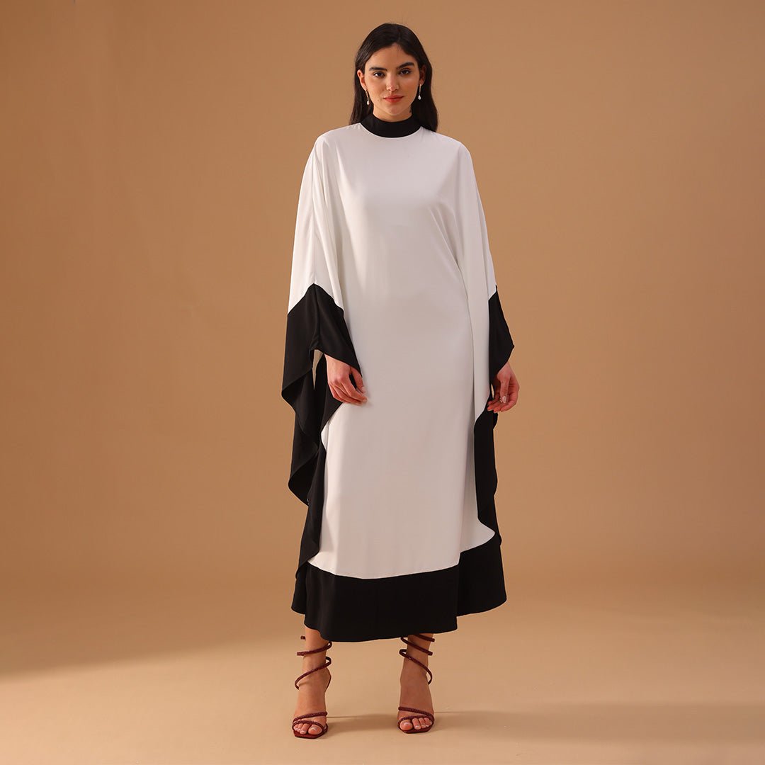 Black and White Flared Kaftan in Black and White - shopaleena