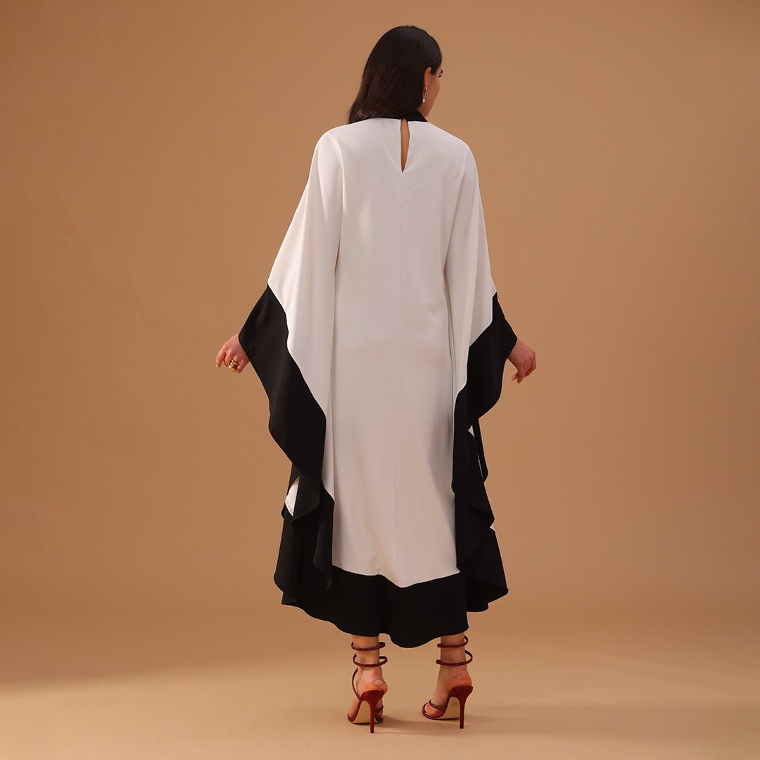 Black and White Flared Kaftan in Black and White - shopaleena