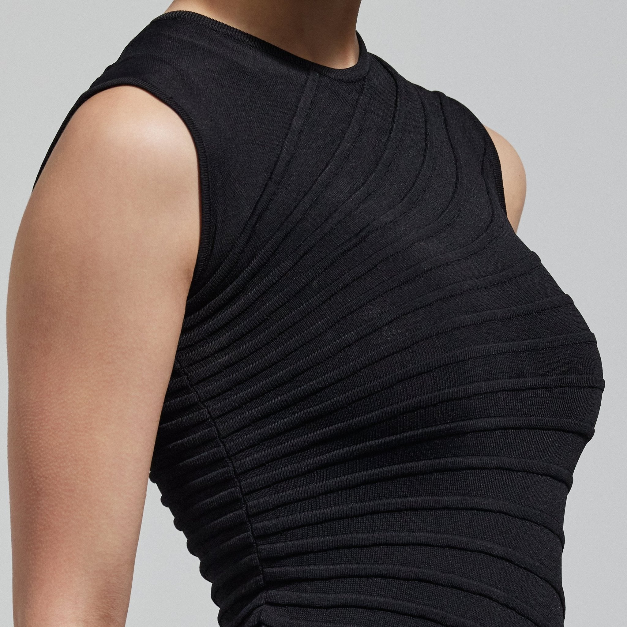 Black Asymmetric Knit Midi Dress - shopaleena