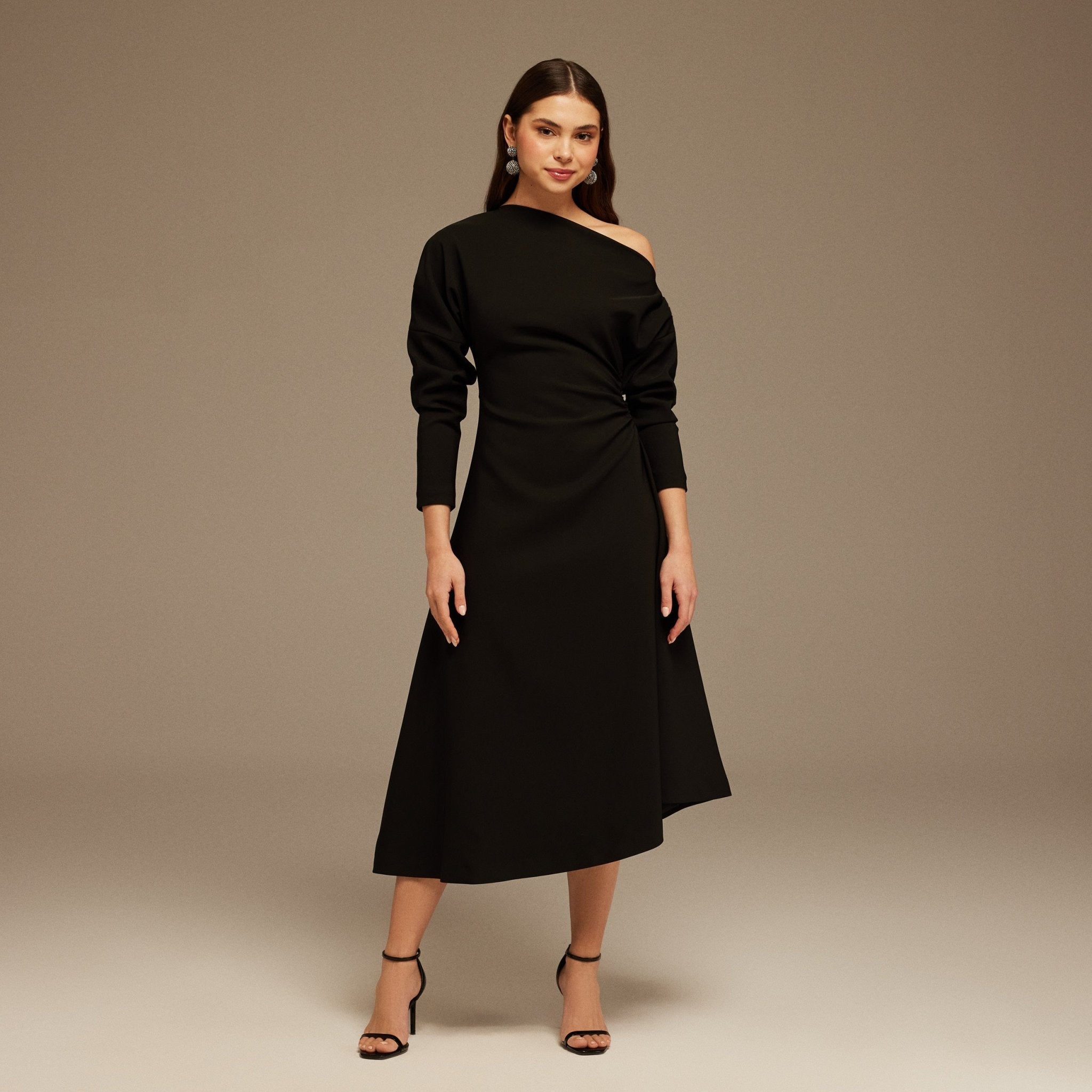 asymmetric one shoulder dress Gia Asymmetrical Satin Maxi Shop American Threads Butter Yellow / L side split Black Asymmetrical One-Shoulder Maxi Dress