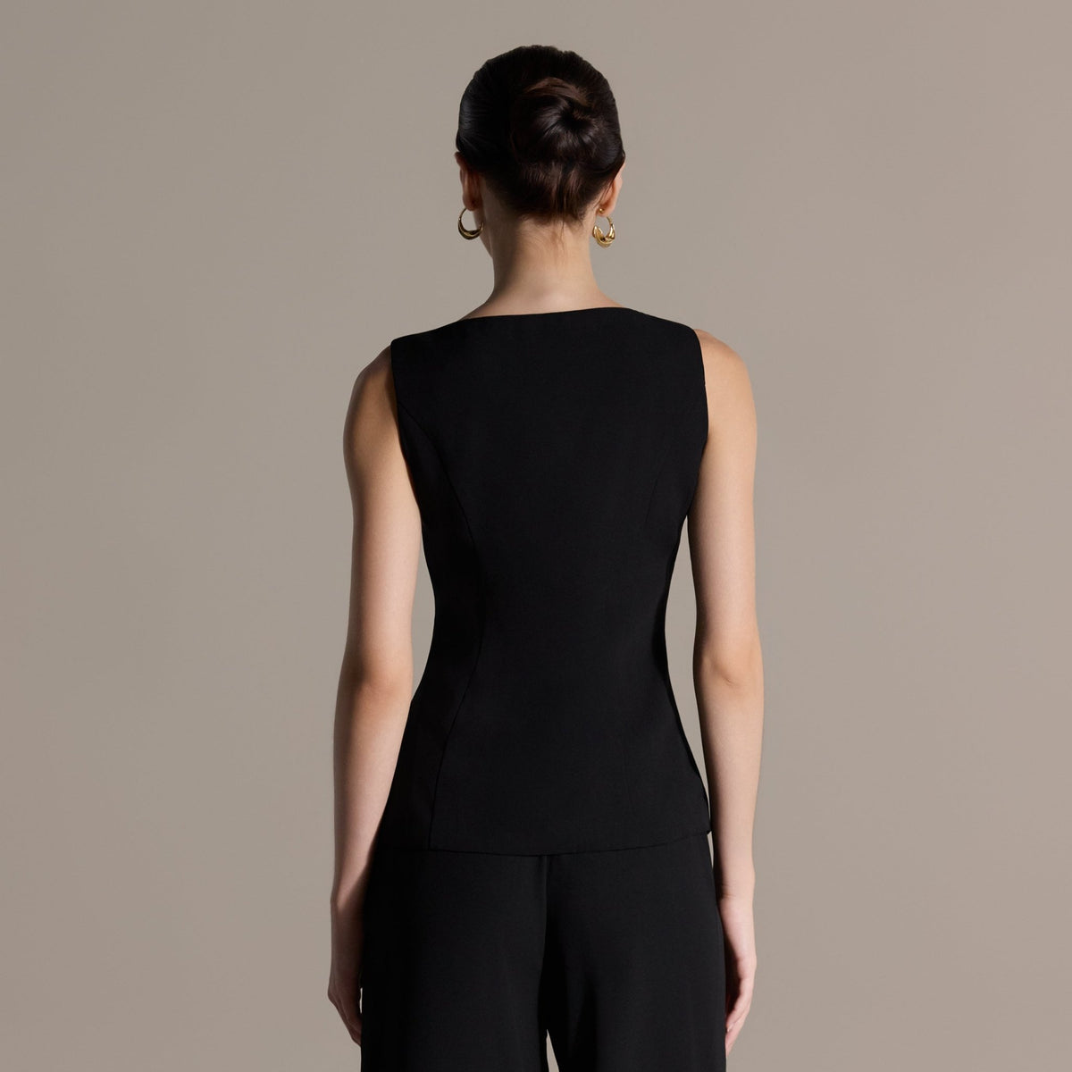 Black Boat Neck Button-Up Top - shopaleena