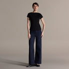 Black Boat Neck Fitted T-Shirt - shopaleena